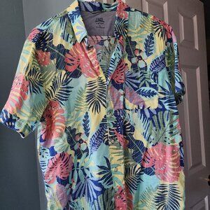 Izod saltwater hawaiian shirt mens button down colorful